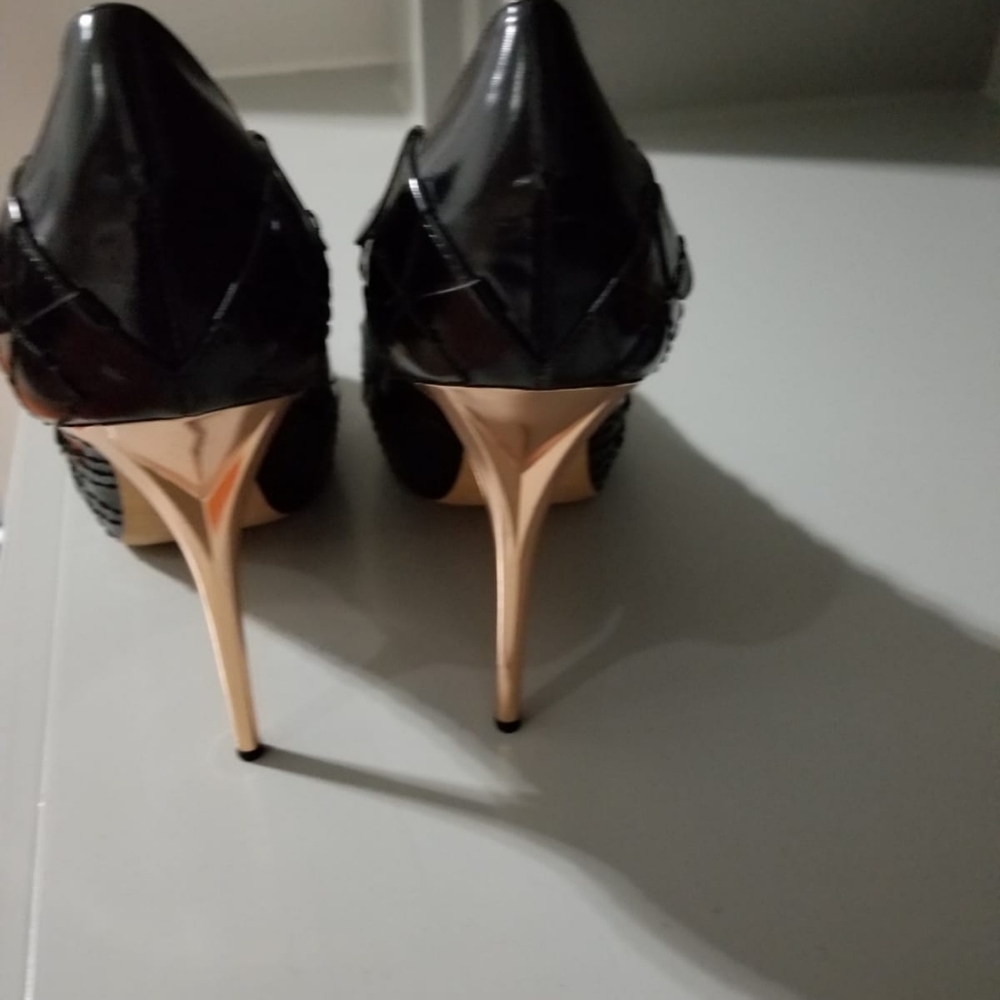Dior Serpent Picasso Black Leather Hidden Platform Stiletto Heel Pumps size 40. - Picture 6 of 8